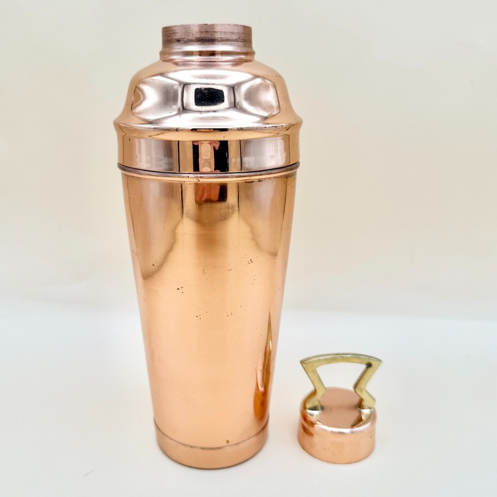 Pottery Barn Copper Martini Shaker w/ Brass Handle 10" Barware Drink Mixer - Picture 7 of 9